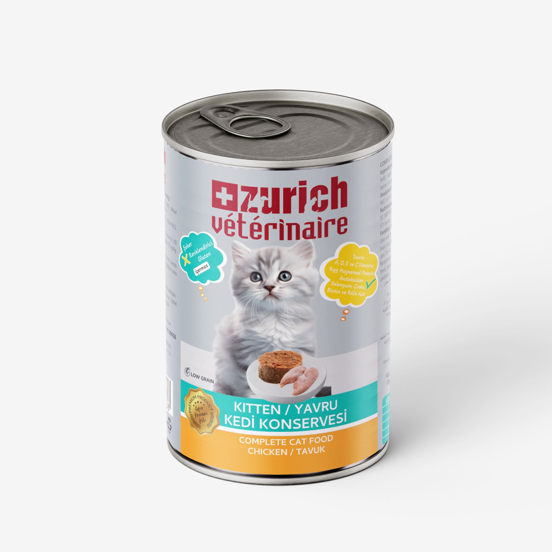 Zurich Veterinaire Pate Tavuklu Yavru Kedi Konservesi  24 lü