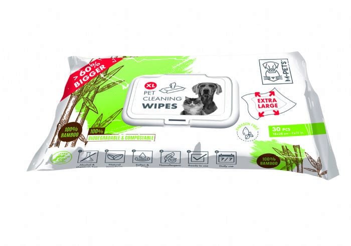 M-PETS BAMBOO XL KEDİ KÖPEKLER İÇİN TEMİZLEME MENDİLİ 30LU