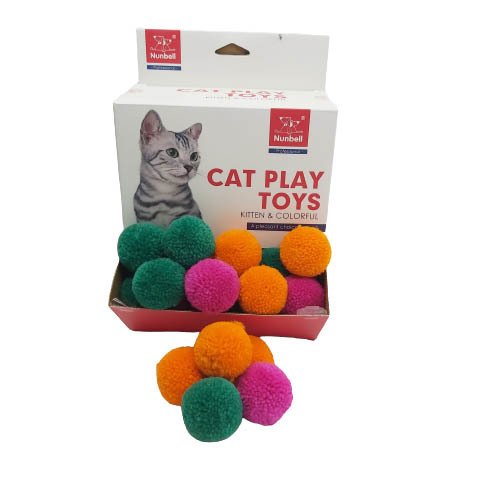 NUNBELL KEDİ OYUN.TÜYLÜ RENKLİ TOPLAR 48 Lİ